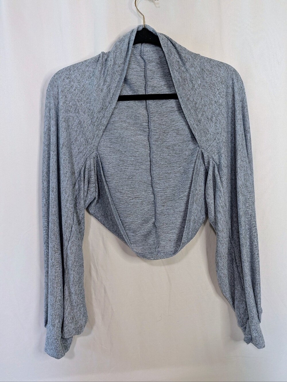 ZAFUL Blue Batwing Long Sleeve Knitted Open Front Cropped Cardigan Shrug Large